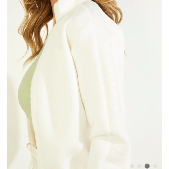 Eco Allie Scuba Zip-Up Jacket Cream Fitted Sweatshirt - Picture 2 of 6